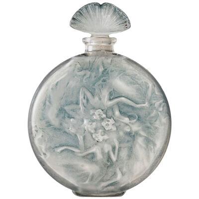 1912 René Lalique - Perfume Bottle Rosace Figurines Glass With Blue Patina