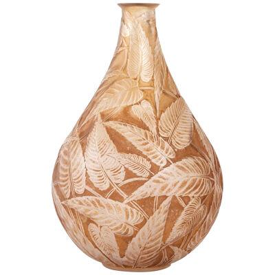1923 René Lalique - Vase Sauges In Frosted Glass With Sepia Patina