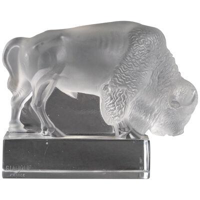1931 René Lalique - Bison Paperweight Frosted Glass