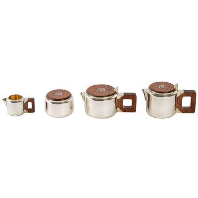 1930 Jean E. Puiforcat - Tea And Coffee Egoiste Set Sterling Silver And Rosewood
