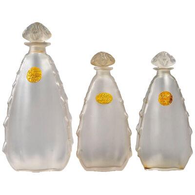 1912 René Lalique - 3 Perfume Bottle l'Origan Frosted Glass For Coty