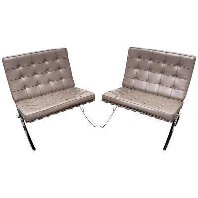 Ludwig Mies Van Der Rohe Knoll Pair Of Low Chairs Barcelona Sabrina Leather