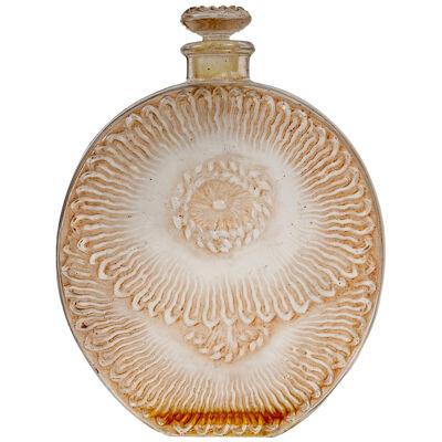 1927 René Lalique Perfume Bottle Pavots d'Argent Glass Sepia Patina Roger Gallet