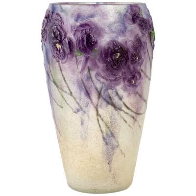 1918 Gabriel Argy-rousseau - Vase Violette De Parme Pate De Verre Glass