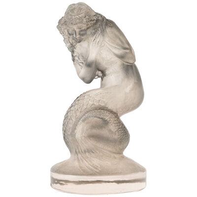1920 René Lalique - Car Mascot Statuette Naiade Frosted Glass With Grey Patina