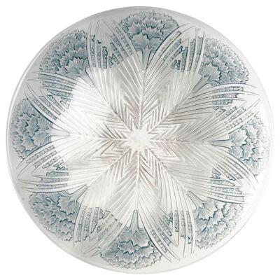 1932 René Lalique - Bowl Plate Oeillets Clear Glass With Blue Patina