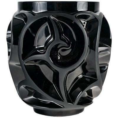 Lalique France - Vase Tourbillons Black Crystal - Numbered - New