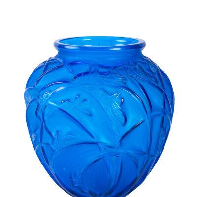 1912 René Lalique - Vase Sauterelles Electric Blue Glass