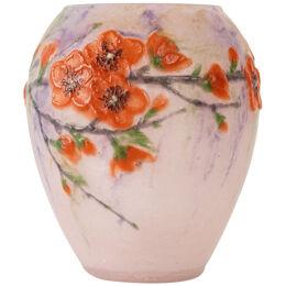 1920 Gabriel Argy Rousseau - Vase Fleurs De Pêchers Glass Pate De Verre