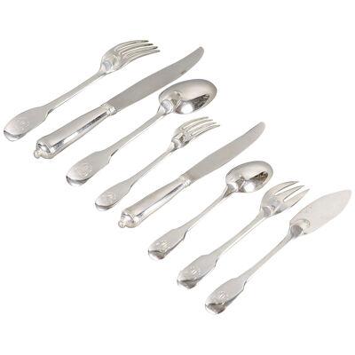 Puiforcat - Cutlery Flatware Set Louvois Sterling Silver - 96 Pieces