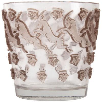 1938 René Lalique - Vase Jurançon Clear & Frosted Glass With Sepia Patina