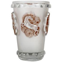 1942 René Lalique - Vase Camargue Glass Sepia Patina