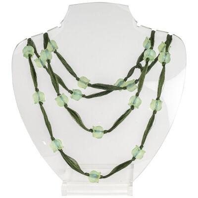 1922 René Lalique - Long Necklace Muguet Opalescent Glass 20 Beads