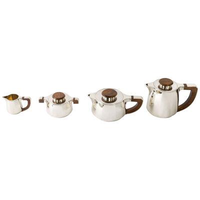 1920 Jean E. Puiforcat - Tea And Coffee Set In Sterling Silver And Rosewood