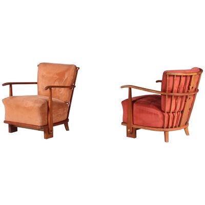 Pair of “1590” Easy Chairs by Fritz Hansen, Denmark 1940