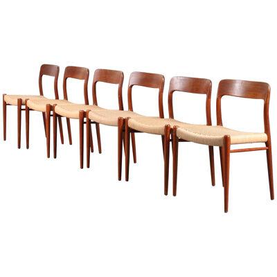1950s Set of 6 dining chairs by Moller, Denmark