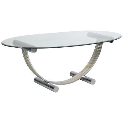 Romeo Rega Dining Table with Glass Top, Italy 1970