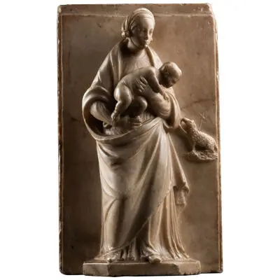 Marble bas-relief of the Virgin and Child - Italy - 16th century