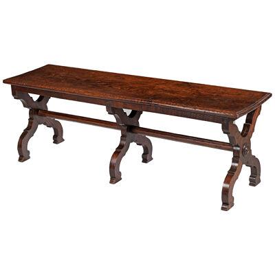 Regency period oak X frame hall bench
