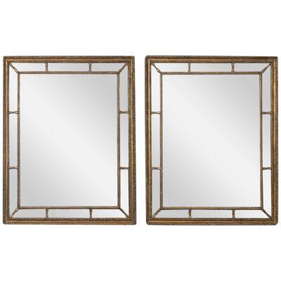 Pair of Georgian giltwood border glass mirrors