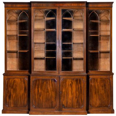 Georgian mahogany breakfront bookcase