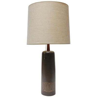 Tall Gordon and Jane Martz Ceramic Table Lamp with Shade and Finial