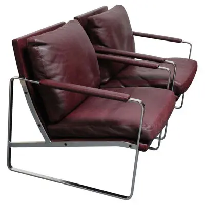 Pair of Preben Fabricius for Walter Knoll Cordovan Leather Lounge Chairs