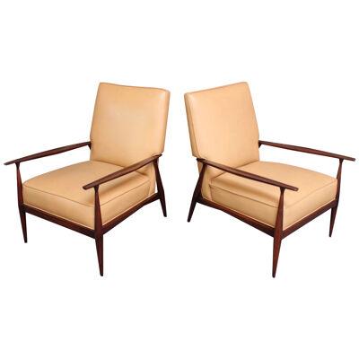 Pair of Paul Mccobb Stained Maple Lounge Chairs