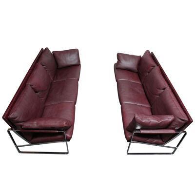 Preben Fabricius for Walter Knoll Cordovan Leather and Chromed Steel Sofa 