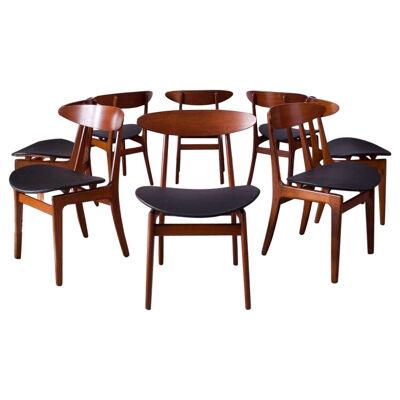 Set of Eight Sculptural Danish Teak Dining Chairs by Vilhelm Wohlert for Søborg