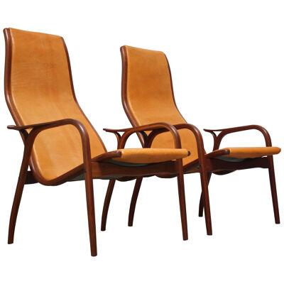 Pair of Swedish Teak and Leather 'Lamino' Chairs by Yngve Ekström