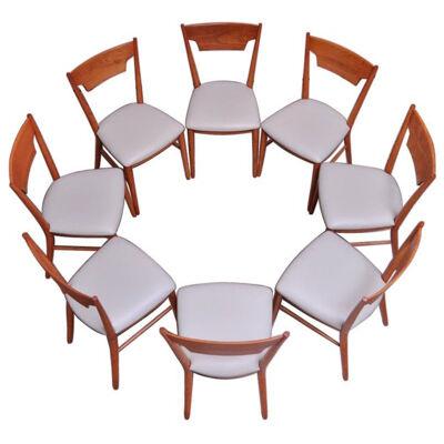 Set of Eight Stained Maple Dining Chairs by Paul McCobb for Perimeter