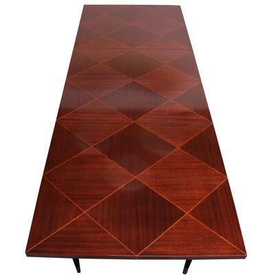 Mahogany Parquetry Dining Table by Tommi Parzinger for Charak