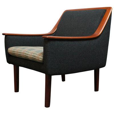 Norwegian Modern Exposed Teak Lounge Chair with Original Upholstery