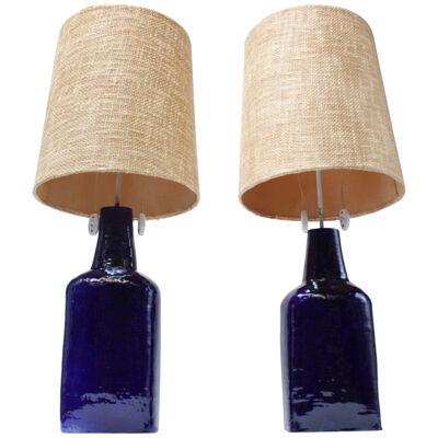 Pair of Mid-Century Swiss Oversized Ceramic Table Lamps by Mattli