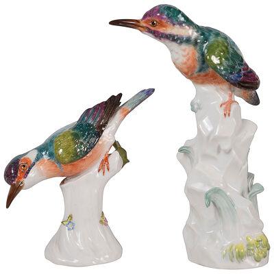 A Pair of Meissen kingfishers
