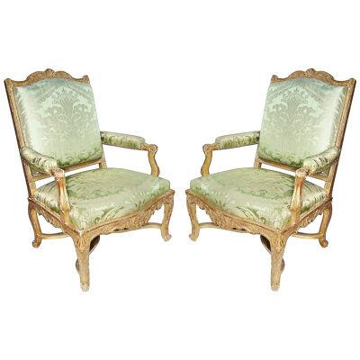 Pair 19th Century French Giltwood Salon chairs
