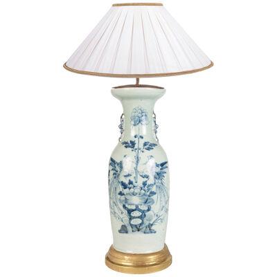 Chinese Blue and White 19th Century Vase / lamp