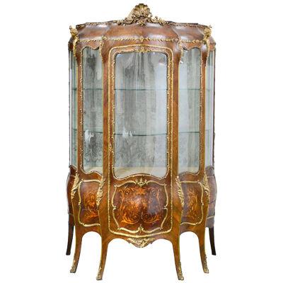 French 19th Century Louis XVI style marquetry style Vitrine.