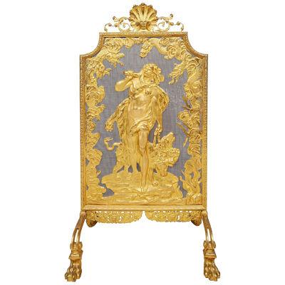 Henry Dasson Gilded Ormolu Fire Screen, depicting Heracles and Cerberus, Circa 1