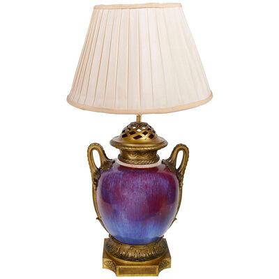 18th Century Chinese Sang du Bouf Lidded Vase Lamp