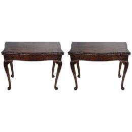 Pair 18th Century, Chippendale period Mahogany card tables.