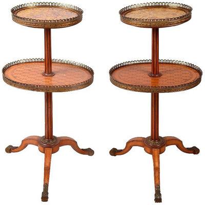 Pair 19th Century Inlaid Side Tables, After Donald Ross