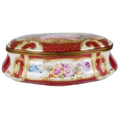 Late 19th Century French Sevres style porcelain casket.