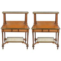 Pair 19th Century marquetry side / console tables, after Donald Ross.