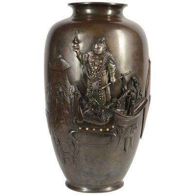 Large 19th Century Japanese Meiji Period Bronze Vase