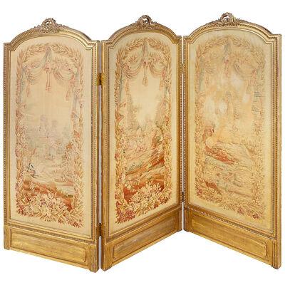 19th Century French Aubusson screen.