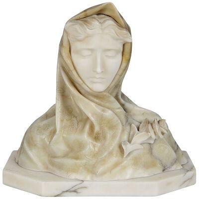 19th Century Marble and Alabaster bust of young girl
