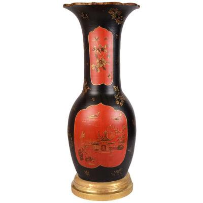 19th Century Japanese Chinoiserie lacquer porcelain vase.