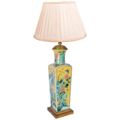 19th Century Chinese Famille Verte Vase / Lamp